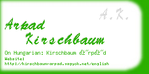 arpad kirschbaum business card